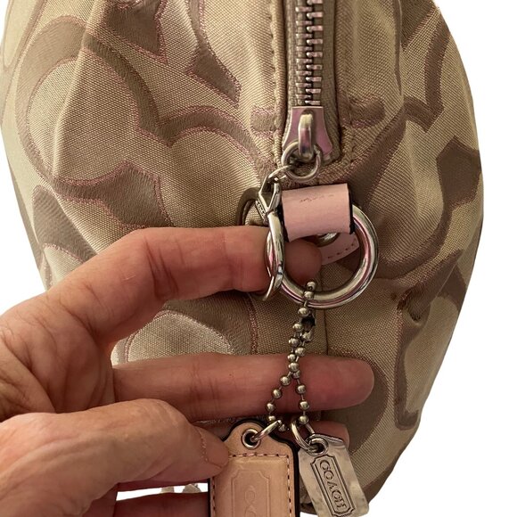 EUC Coach Poppy Signature Print Baby Pink/Tan Satchel Purse - Picture 4 of 12